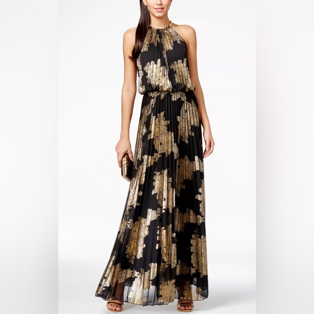 MSK Black and Gold Maxi Dress
